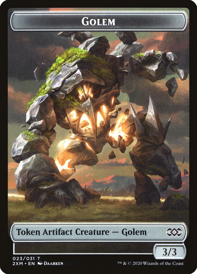 Wolf // Golem Double-Sided Token [Double Masters Tokens] | Yard's Games Ltd