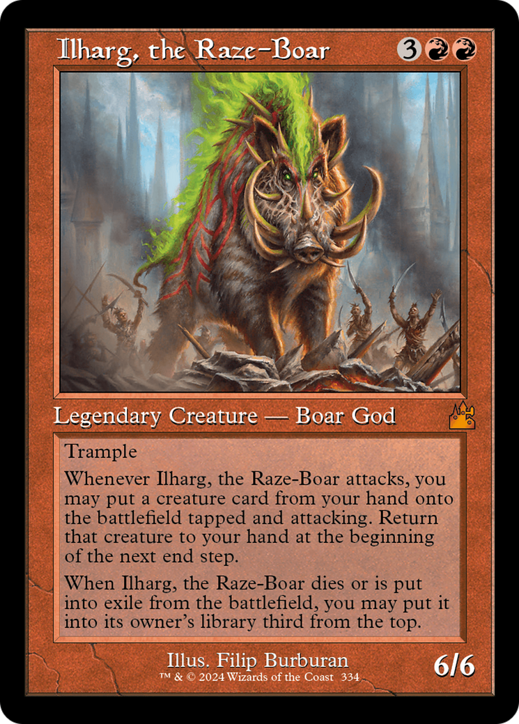 Ilharg, the Raze-Boar (Retro Frame) [Ravnica Remastered] | Yard's Games Ltd