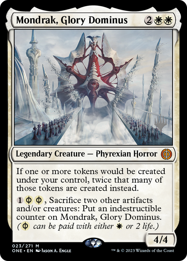 Mondrak, Glory Dominus (Promo Pack) [Phyrexia: All Will Be One Promos] | Yard's Games Ltd
