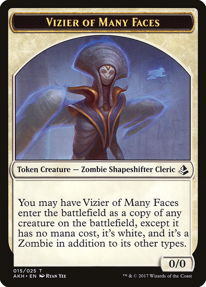 Vizier of Many Faces // Zombie Double-Sided Token [Amonkhet Tokens] | Yard's Games Ltd