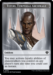 Clue // Emblem - Teferi, Temporal Archmage Double-Sided Token [Commander Masters Tokens] | Yard's Games Ltd