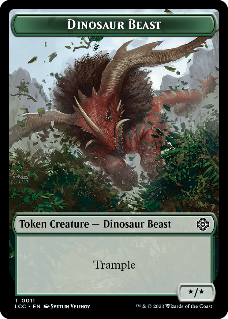 Dinosaur Beast // Dinosaur Double-Sided Token [The Lost Caverns of Ixalan Commander Tokens] | Yard's Games Ltd