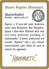 1996 Shawn "Hammer" Regnier Biography Card [World Championship Decks] | Yard's Games Ltd