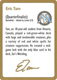 1996 Eric Tam Biography Card [World Championship Decks] | Yard's Games Ltd