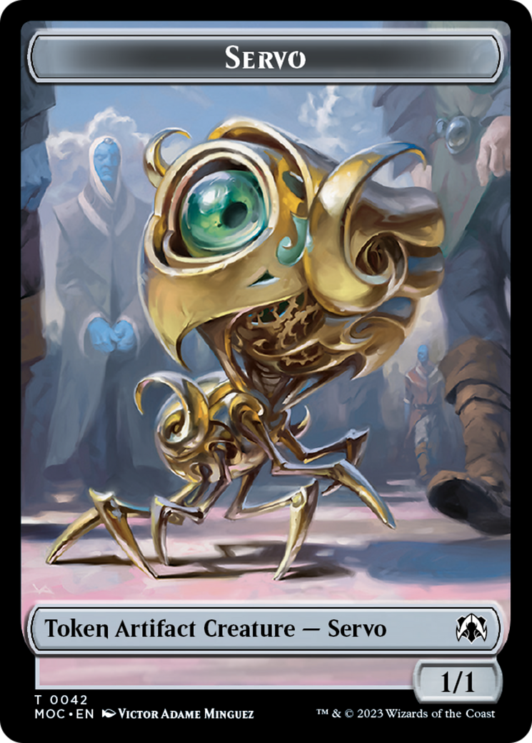 Feather // Servo Double-Sided Token [March of the Machine Commander Tokens] | Yard's Games Ltd