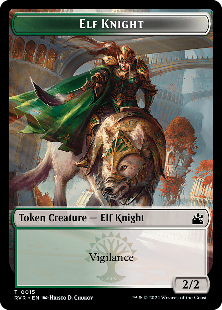 Elf Knight // Soldier Double-Sided Token [Ravnica Remastered Tokens] | Yard's Games Ltd