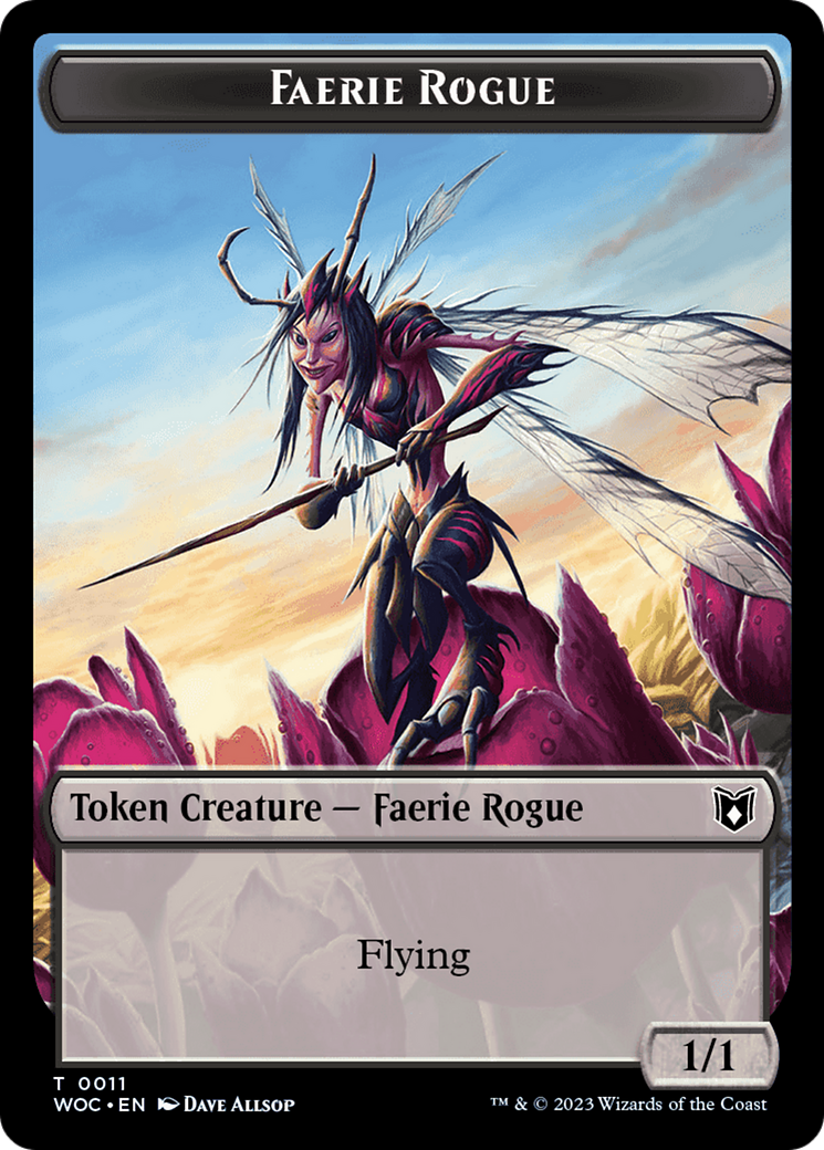 Faerie Rogue // Pirate (0011) Double-Sided Token [Wilds of Eldraine Commander Tokens] | Yard's Games Ltd