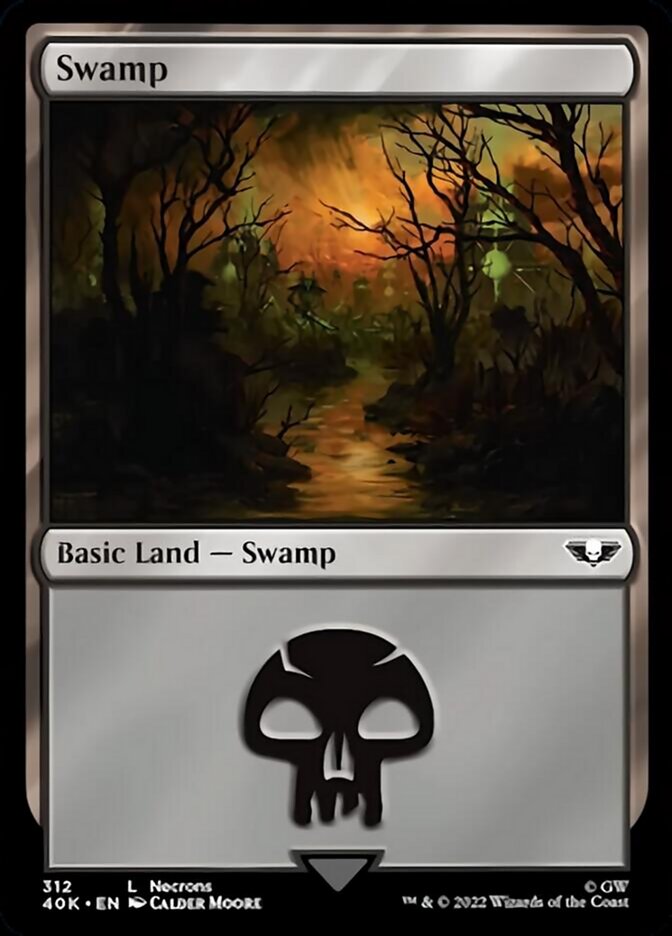 Swamp (312) (Surge Foil) [Warhammer 40,000] | Yard's Games Ltd