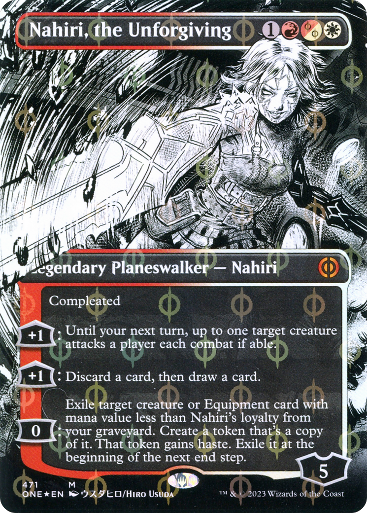 Nahiri, the Unforgiving (Borderless Manga Step-and-Compleat Foil) [Phyrexia: All Will Be One] | Yard's Games Ltd