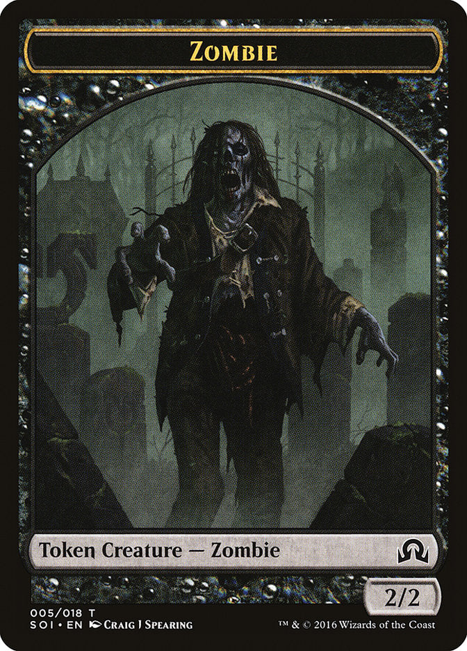 Zombie Token [Shadows over Innistrad Tokens] | Yard's Games Ltd