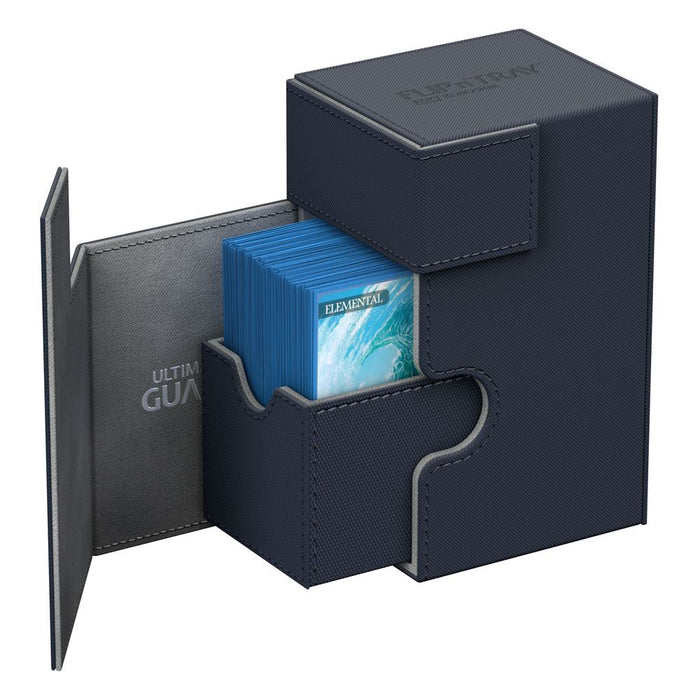 ultimate guard flip n tray 80 xenoskin blue premium deck box case