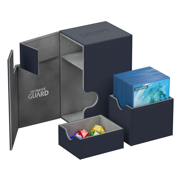 ultimate guard flip n tray 80 xenoskin blue premium deck box case