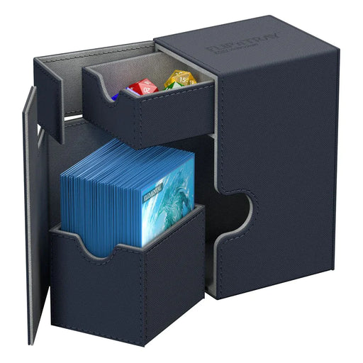 ultimate guard flip n tray 80 xenoskin blue premium deck box case